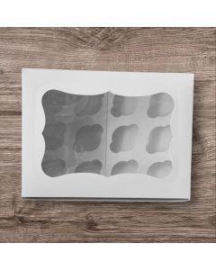 Caja para Reposteria blanca medida 33x25x10. Especial para 12 cupcakes