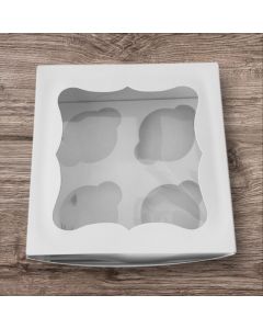 Caja para Reposteria blanca medida 17X17X10. Especial para 4 cupcakes
