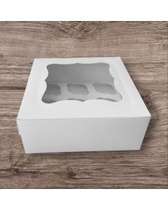 Caja para Reposteria blanca medida 25x25x10. Especial para 9 cupcakes