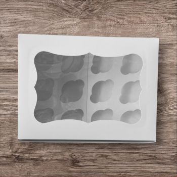 Caja para Reposteria blanca medida 33x25x10. Especial para 12 cupcakes